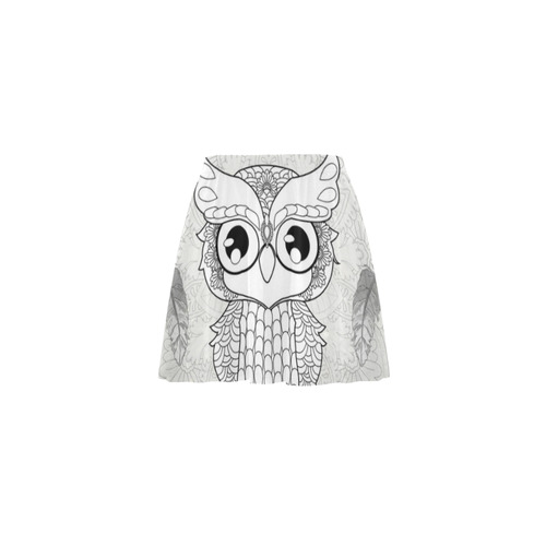 Cute owl, mandala design Mini Skating Skirt (Model D36)