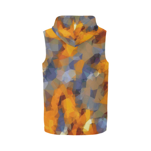 psychedelic geometric polygon abstract pattern in orange brown blue All Over Print Sleeveless Zip Up Hoodie for Men (Model H16)