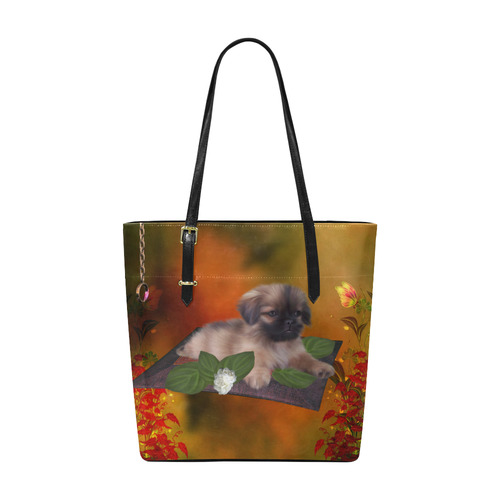 Cute lttle pekinese, dog Euramerican Tote Bag/Small (Model 1655)