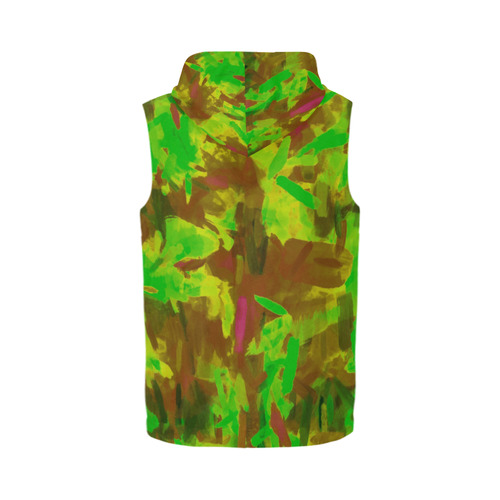camouflage painting texture abstract background in green yellow brown All Over Print Sleeveless Zip Up Hoodie for Men (Model H16)
