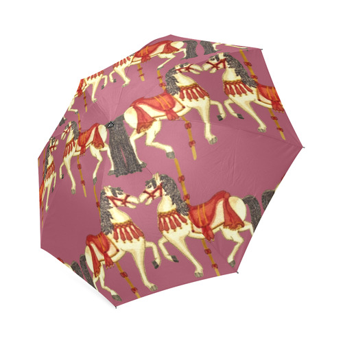 prancing carouselle ponies dusty pink Foldable Umbrella (Model U01)