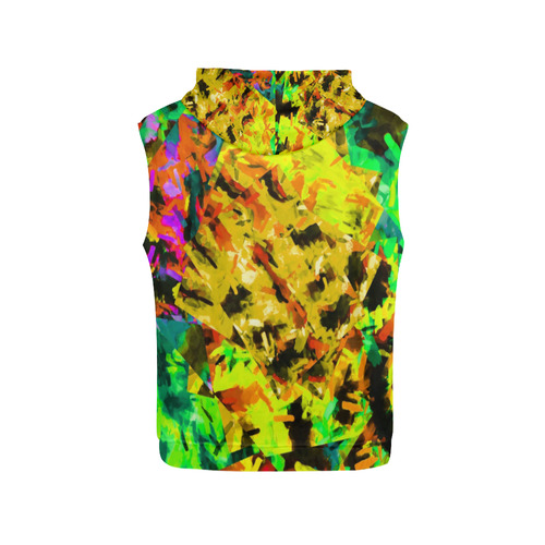 camouflage splash painting abstract in yellow green brown red orange All Over Print Sleeveless Hoodie for Men (Model H15)