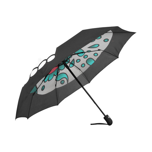 Cute Aqua Floral Sugar Skull Auto-Foldable Umbrella (Model U04)