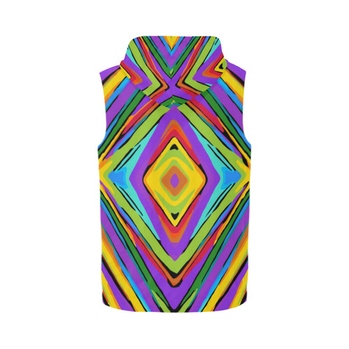 psychedelic geometric graffiti square pattern abstract in blue purple pink yellow green All Over Print Sleeveless Zip Up Hoodie for Men (Model H16)