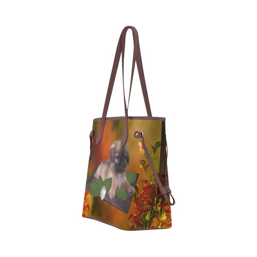 Cute lttle pekinese, dog Clover Canvas Tote Bag (Model 1661)