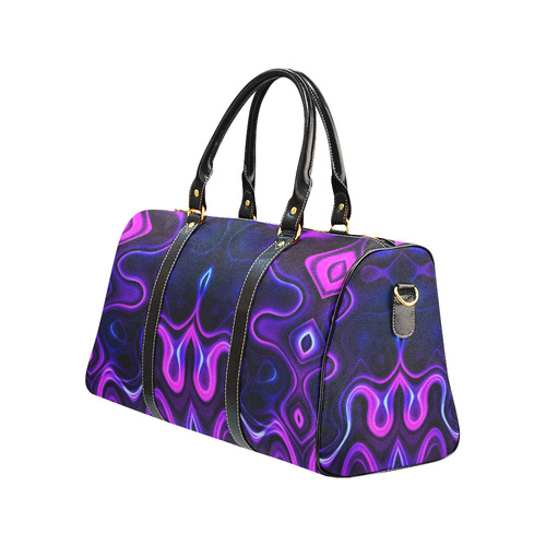 60s Psychedelic swirls of blue New Waterproof Travel Bag/Small (Model 1639)