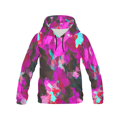 psychedelic geometric polygon abstract pattern in purple pink blue All Over Print Hoodie for Men (USA Size) (Model H13)