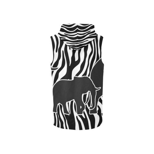ELEPHANTS to ZEBRA stripes black & white All Over Print Sleeveless Zip Up Hoodie for Women (Model H16)