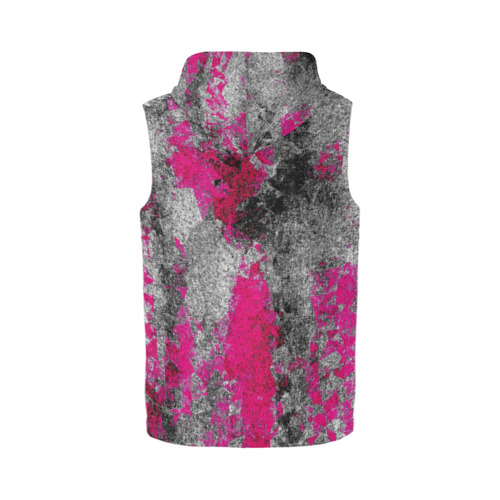 vintage psychedelic painting texture abstract in pink and black with noise and grain All Over Print Sleeveless Zip Up Hoodie for Men (Model H16)