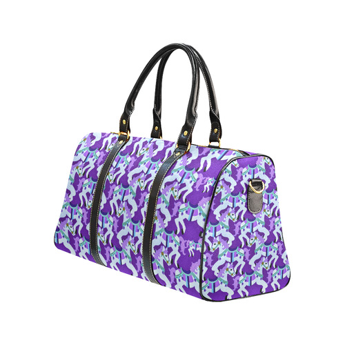 cartoon carousel ponies on purple New Waterproof Travel Bag/Small (Model 1639)