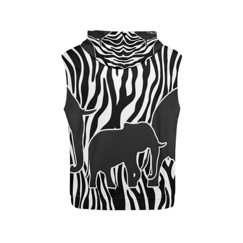 ELEPHANTS to ZEBRA stripes black & white All Over Print Sleeveless Hoodie for Women (Model H15)
