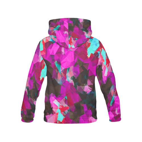 psychedelic geometric polygon abstract pattern in purple pink blue All Over Print Hoodie for Men (USA Size) (Model H13)