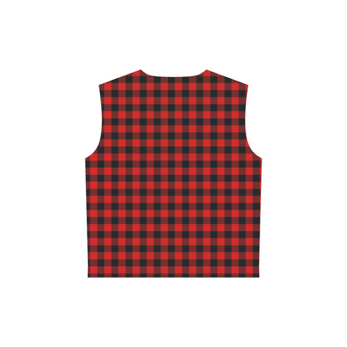 LUMBERJACK Squares Fabric - red black All Over Print Sleeveless Hoodie for Women (Model H15)