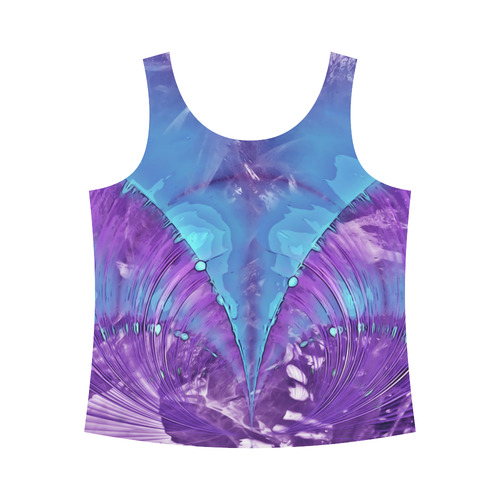 Abstract Fractal Painting - blue magenta pink All Over Print Tank Top for Women (Model T43)