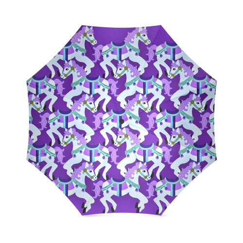 cartoon carousel ponies on purple Foldable Umbrella (Model U01)