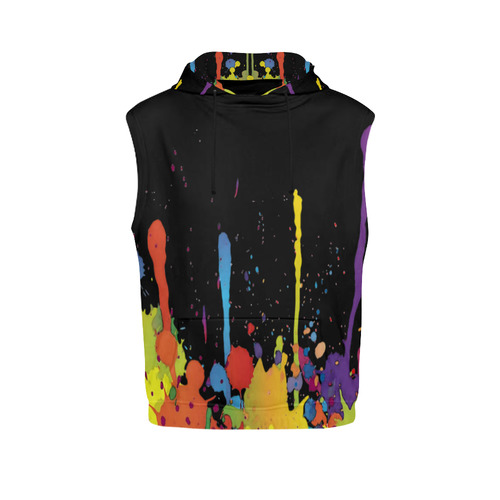 Crazy multicolored running SPLASHES All Over Print Sleeveless Hoodie for Women (Model H15)