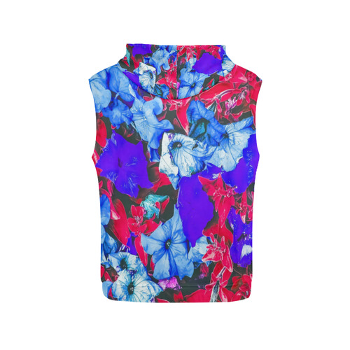 closeup flower texture abstract in blue purple red All Over Print Sleeveless Hoodie for Men (Model H15)