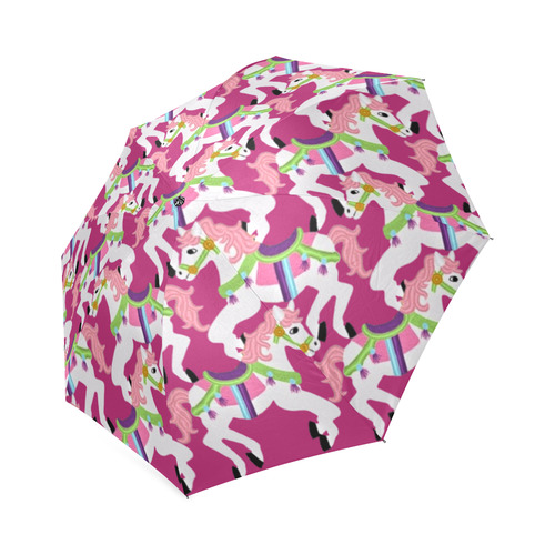 cartoon carousel ponies on pink Foldable Umbrella (Model U01)