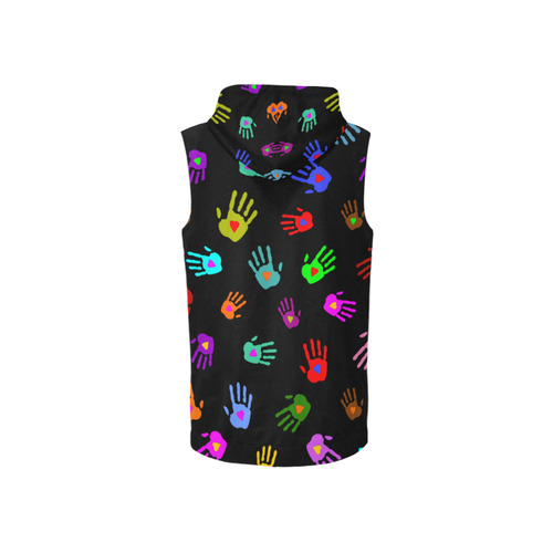 Multicolored HANDS with HEARTS love pattern All Over Print Sleeveless Zip Up Hoodie for Women (Model H16)