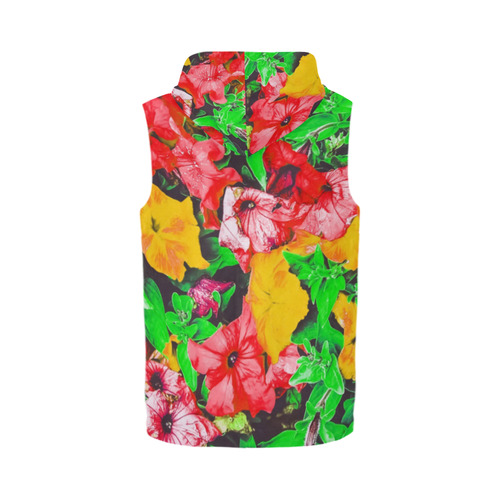 closeup flower abstract background in pink red yellow with green leaves All Over Print Sleeveless Zip Up Hoodie for Men (Model H16)