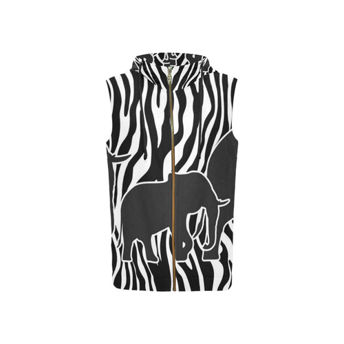 ELEPHANTS to ZEBRA stripes black & white All Over Print Sleeveless Zip Up Hoodie for Women (Model H16)