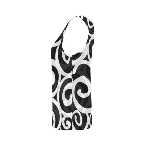 Black White Grey SPIRALS pattern ART All Over Print Tank Top for Women (Model T43)