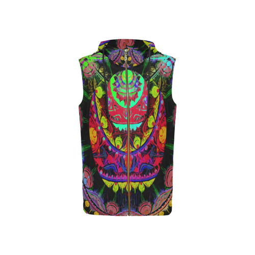 Mulricolored abstract SCARAB design All Over Print Sleeveless Zip Up Hoodie for Women (Model H16)