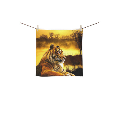 Tiger and Sunset Square Towel 13“x13”