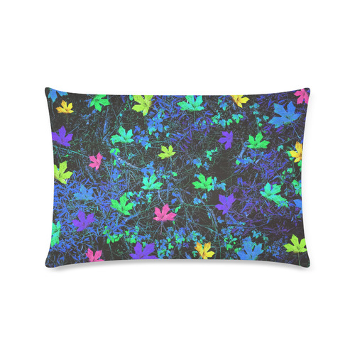 maple leaf in pink green purple blue yellow with blue creepers plants background Custom Rectangle Pillow Case 16"x24" (one side)