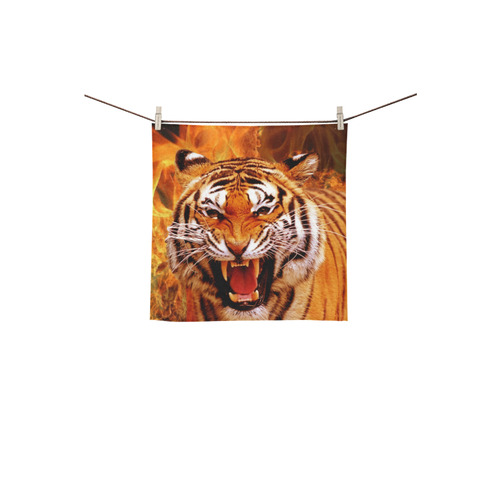 Tiger and Flame Square Towel 13“x13”