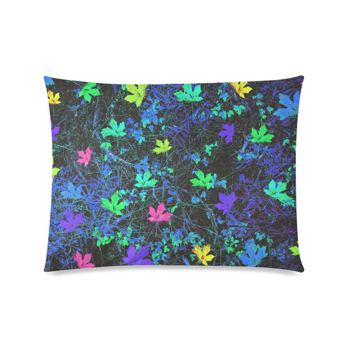 maple leaf in pink green purple blue yellow with blue creepers plants background Custom Picture Pillow Case 20"x26" (one side)