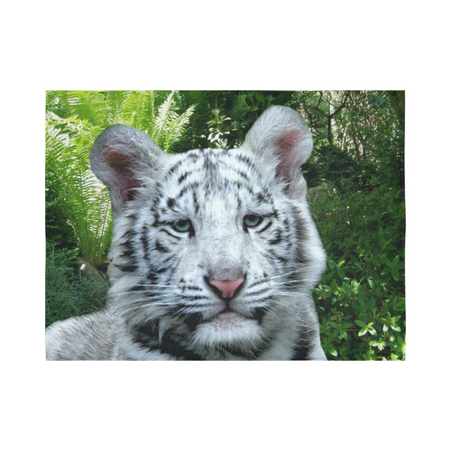 White Tiger Cotton Linen Wall Tapestry 80"x 60"
