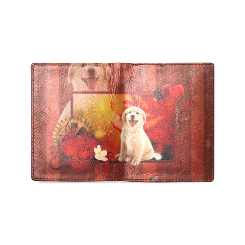 Sweet golden retriever Men's Leather Wallet (Model 1612)