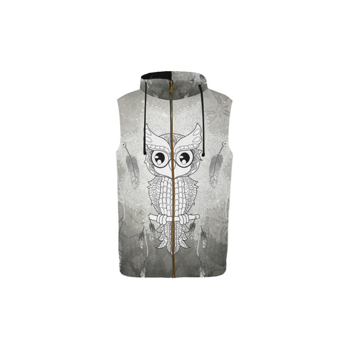 Cute owl, mandala design All Over Print Sleeveless Zip Up Hoodie for Kid (Model H16)