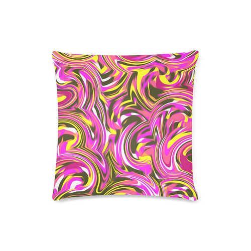 spiral line drawing abstract pattern in pink yellow black Custom Zippered Pillow Case 16"x16"(Twin Sides)