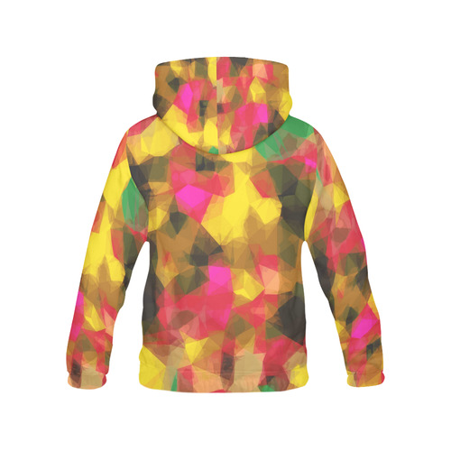 psychedelic geometric polygon shape pattern abstract in pink yellow green All Over Print Hoodie for Men (USA Size) (Model H13)