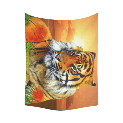 Sumatran Tiger Cotton Linen Wall Tapestry 80"x 60"