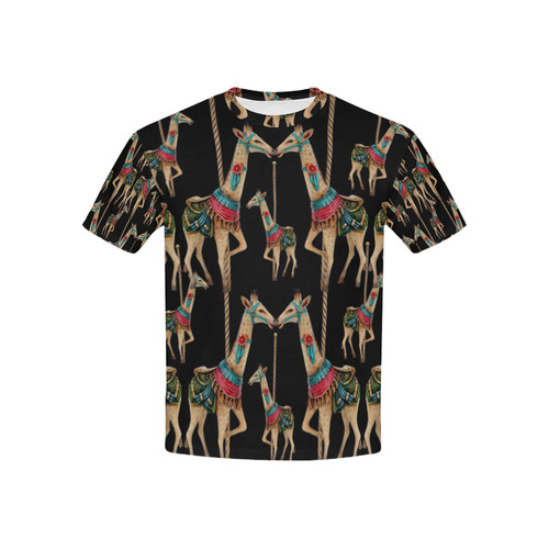 prancing carousel giraffes. black -kids Kids' All Over Print T-shirt (USA Size) (Model T40)