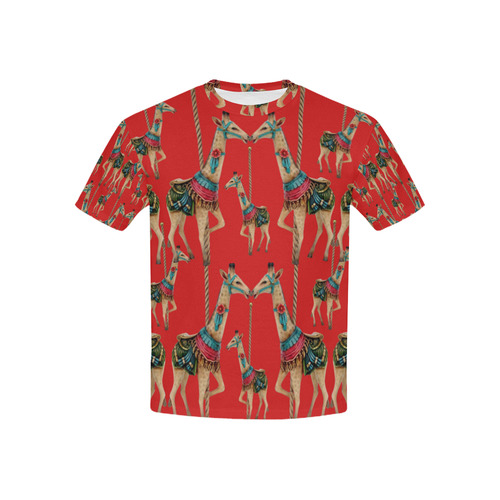 prancing carousel giraffes. red -kids Kids' All Over Print T-shirt (USA Size) (Model T40)