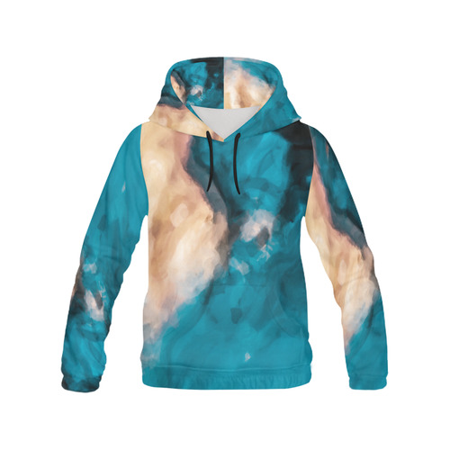 vintage splash painting texture abstract in blue and brown All Over Print Hoodie for Men (USA Size) (Model H13)