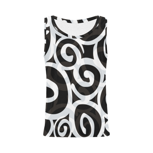 Black White Grey SPIRALS pattern ART All Over Print Tank Top for Women (Model T43)