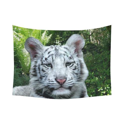 White Tiger Cotton Linen Wall Tapestry 80"x 60"