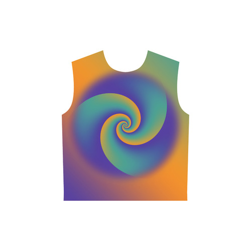 POWER SPIRAL SOFT - Violet, Ocean Green, Orange All Over Print Sleeveless Hoodie for Women (Model H15)