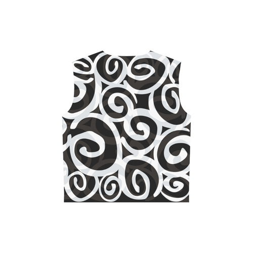 Black White Grey SPIRALS pattern ART All Over Print Sleeveless Hoodie for Women (Model H15)