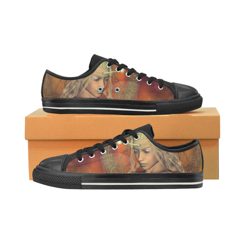 Beautiful unicorn women with bird Women's Classic Canvas Shoes (Model 018)