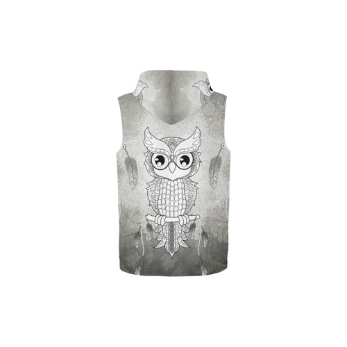 Cute owl, mandala design All Over Print Sleeveless Zip Up Hoodie for Kid (Model H16)