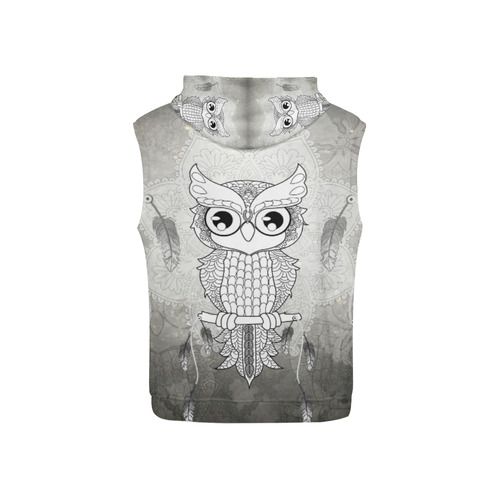 Cute owl, mandala design All Over Print Sleeveless Hoodie for Kid (Model H15)