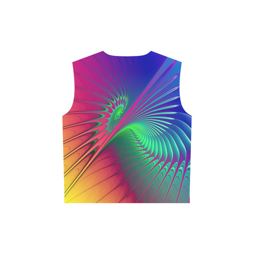 PSYCHEDELIC FRACTAL SPIRAL - Neon Colored All Over Print Sleeveless Hoodie for Women (Model H15)