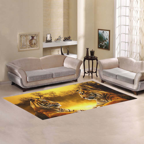 Tiger and Sunset Area Rug 7'x3'3''