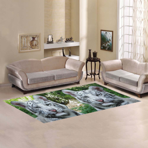 White Tiger Area Rug 7'x3'3''